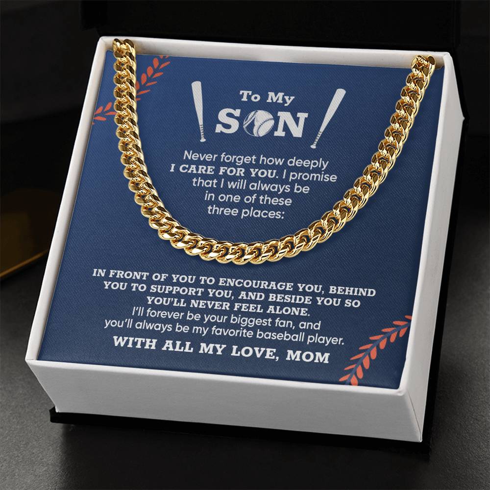 Cuban Link Chain - To My Baseball Son, Love, Mom