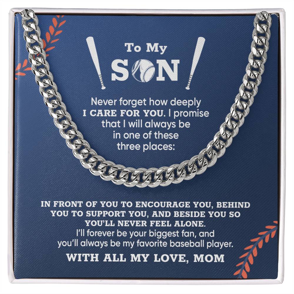 Cuban Link Chain - To My Baseball Son, Love, Mom