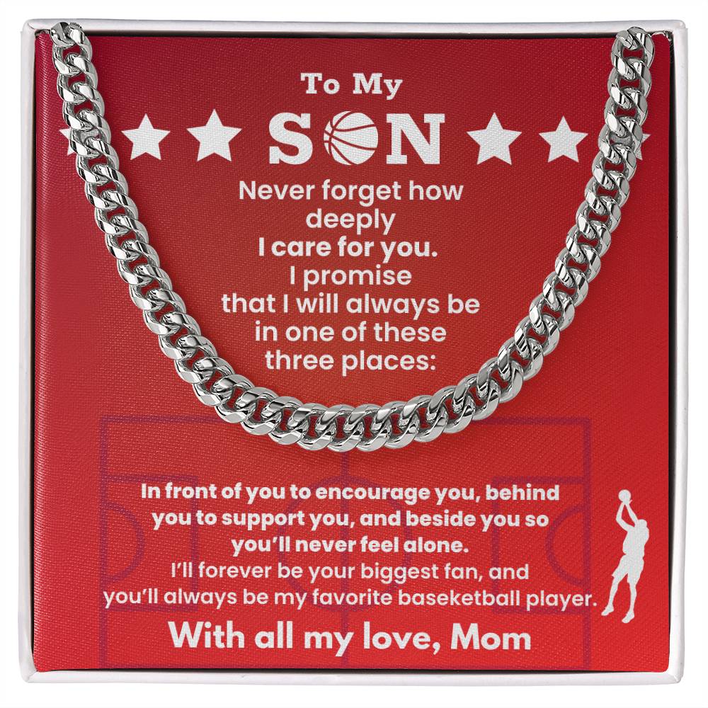 Cuban Link Chain - My Basketball Son, Love Mom.