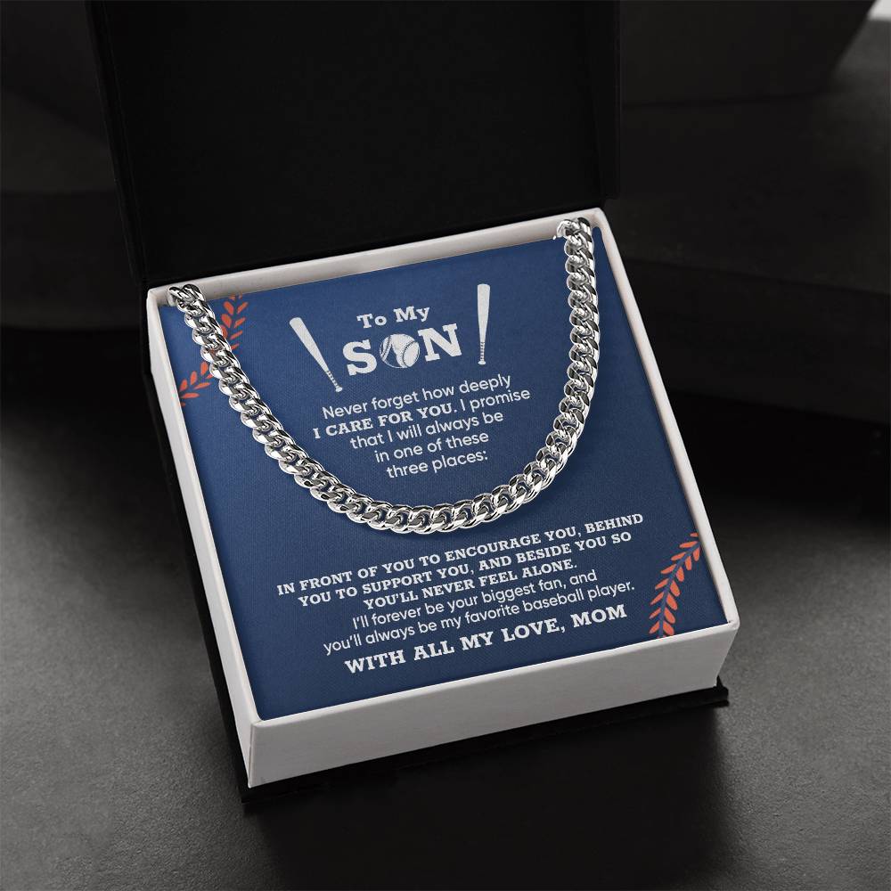 Cuban Link Chain - To My Baseball Son, Love, Mom