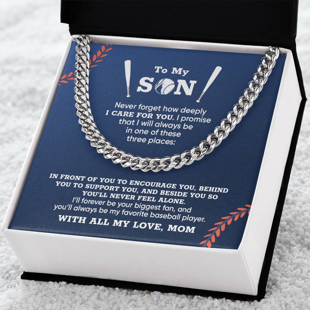 Cuban Link Chain - To My Baseball Son, Love, Mom