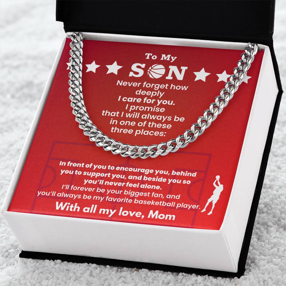 Cuban Link Chain - My Basketball Son, Love Mom.